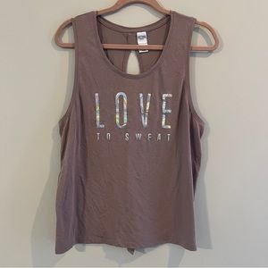 Victoria’s Secret split tie back cotton workout tank muscle tee holographic Lrg
